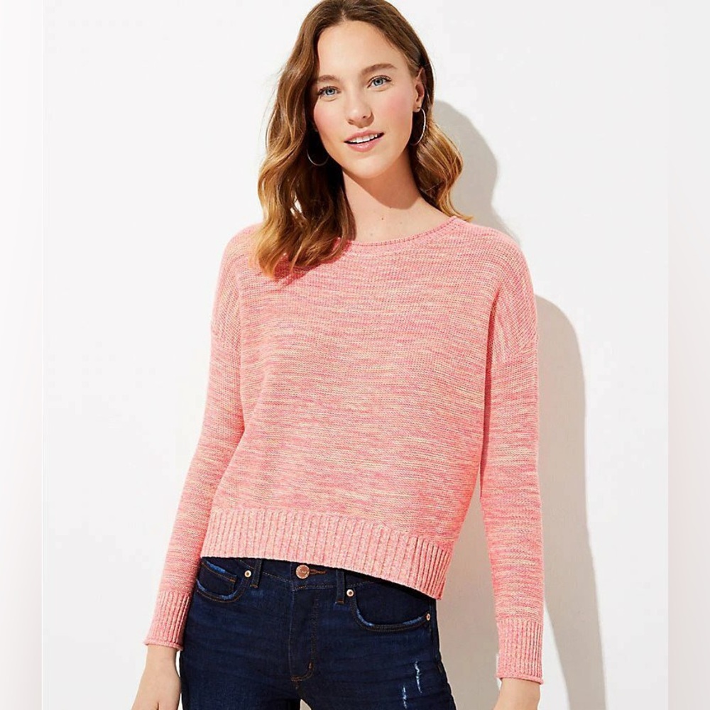 Like-New LOFT Coral Space-Dye Roll-Neck Sweater